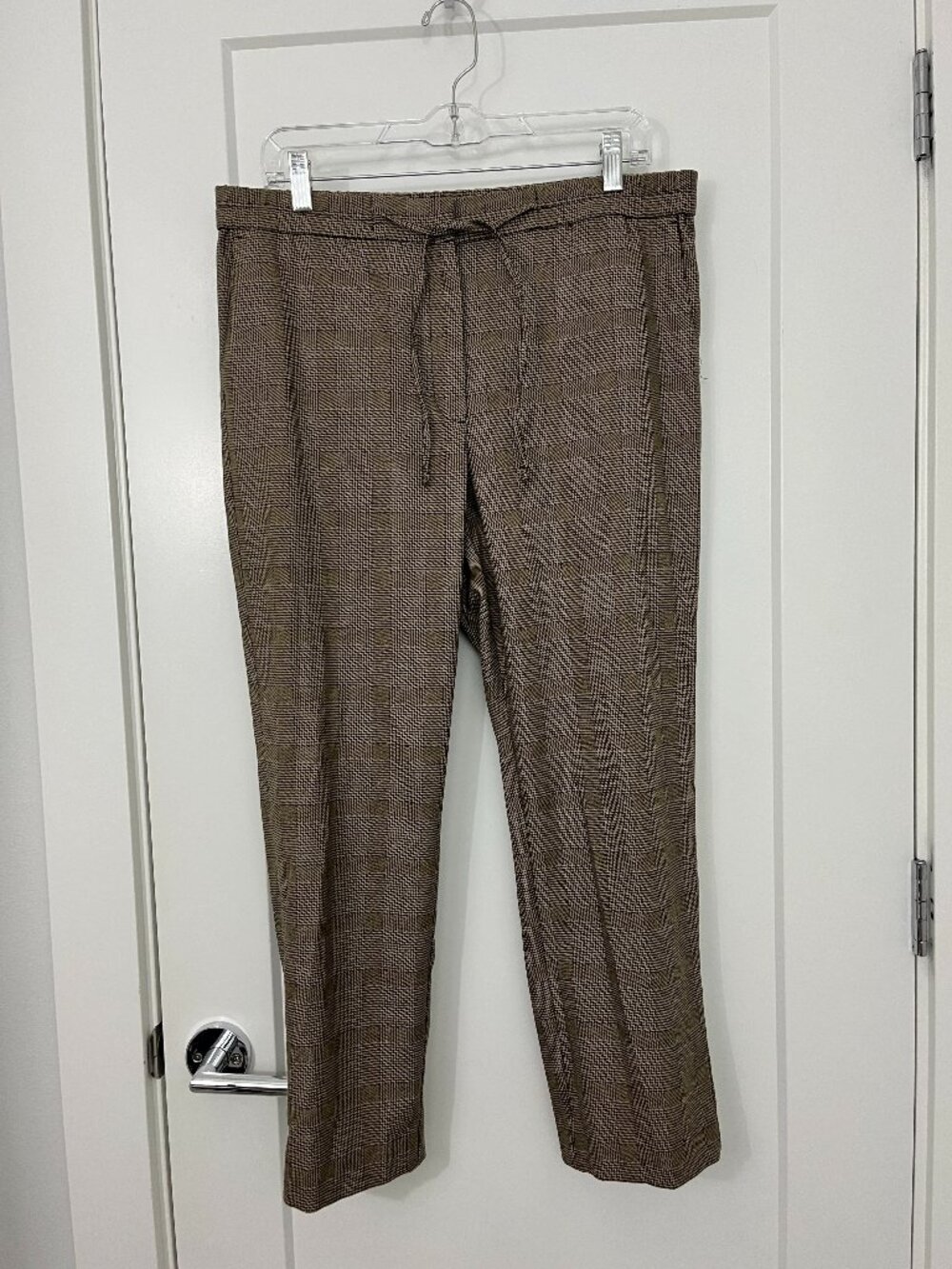 J. Jill Medium Brown Plaid Drawstring Waist Ankle Length Trousers